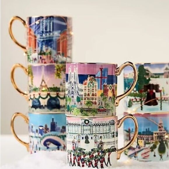 ❤️Anthro NWT Holiday in the City 2024 Colorful Cityscape Mug  - Barcelona - Picture 3 of 6
